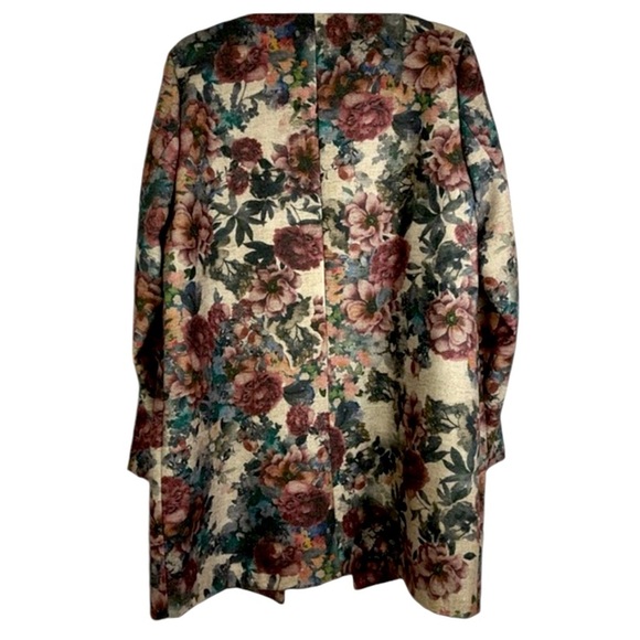Fiorella Rubino floral print snap front coat with pockets Sz 8 - Picture 3 of 13